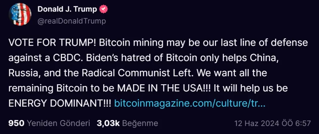 Donald Trump tüm Bitcoin'lerin ABD'de üretilmesini istiyor - 1