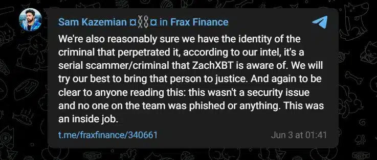 Frax Finance kurucusu X hesabının hacklendiğini bildirdi - 1