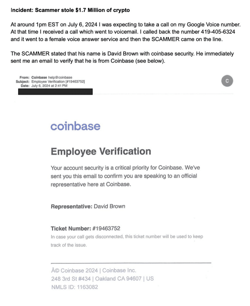 Dolandırıcılar Coinbase çalışanı olduklarını iddia ederek $1,7m çaldı - 1