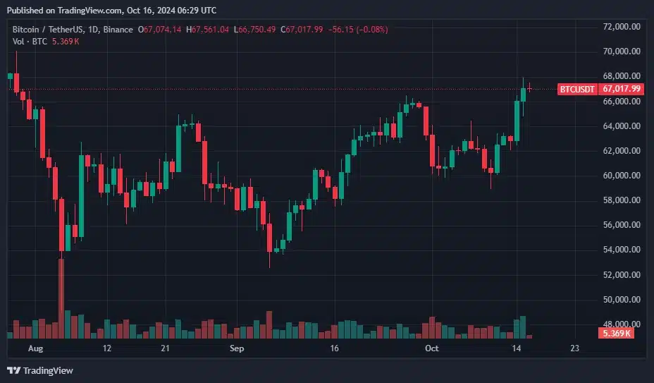 Bitcoin fiyatı güçlü ETF girişleriyle 67 bin dolarda güç kazanıyor - 1